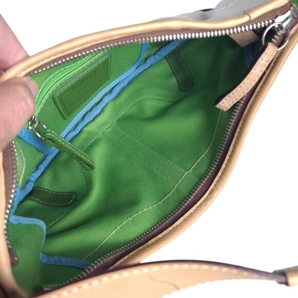 Vintage COACH Small Hobo Twill Bag Daisy vachetta Leather - Picture 9 of 11